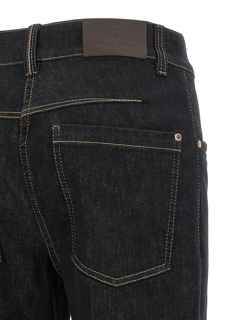 Brunello Cucinelli Jean Évasé en Coton Bleu