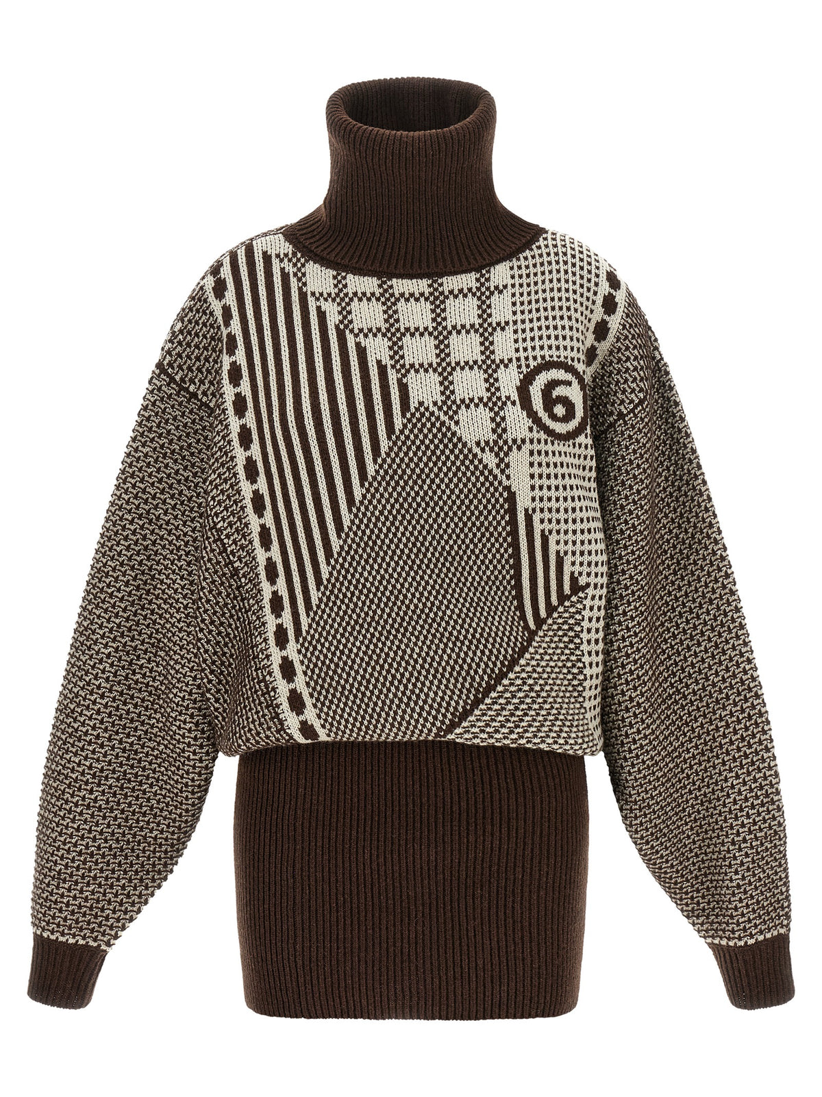 MM6 Maison Margiela Robe Courte en Laine Marron