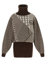 MM6 Maison Margiela Robe Courte en Laine Marron