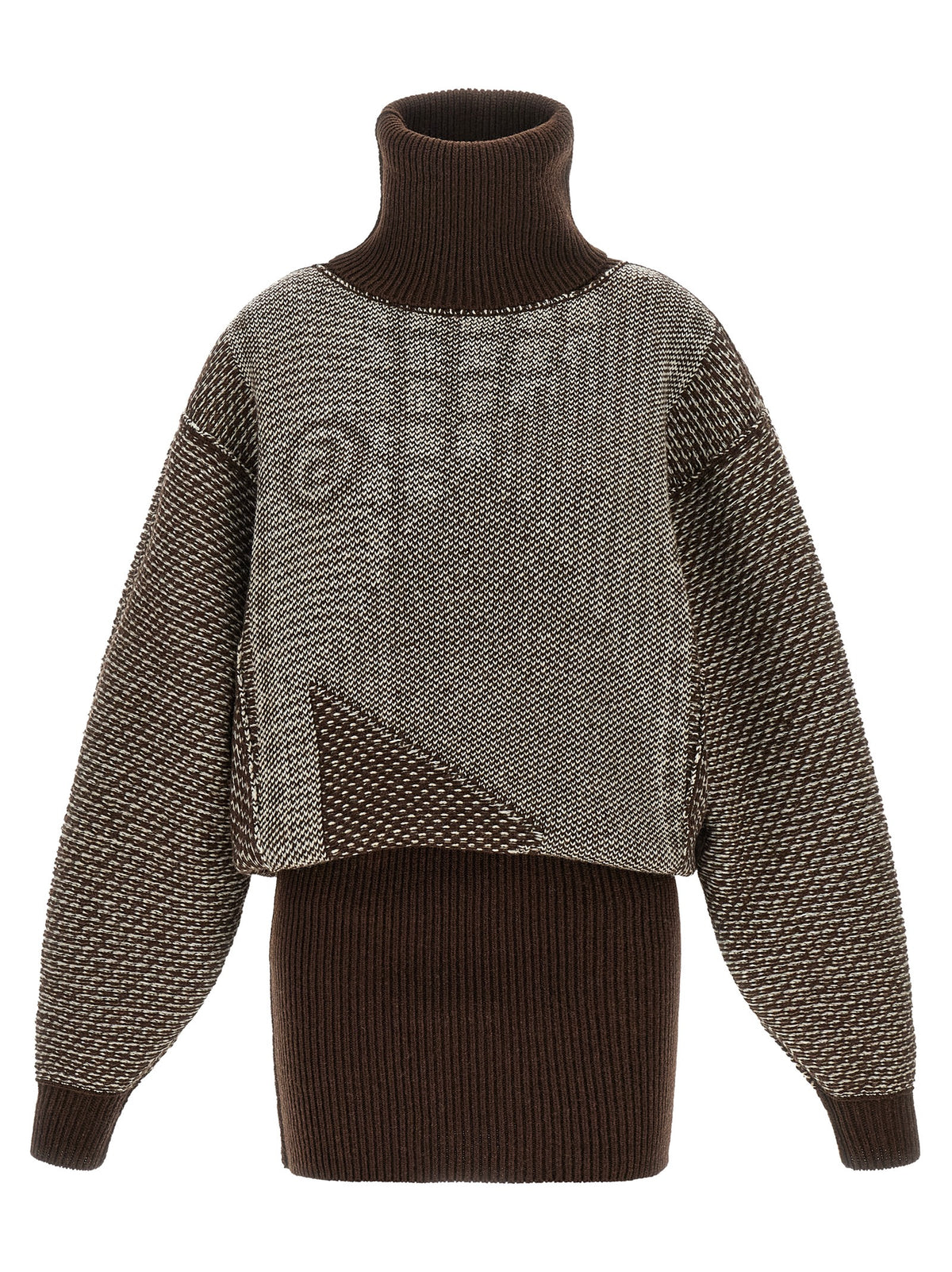 MM6 Maison Margiela Robe Courte en Laine Marron