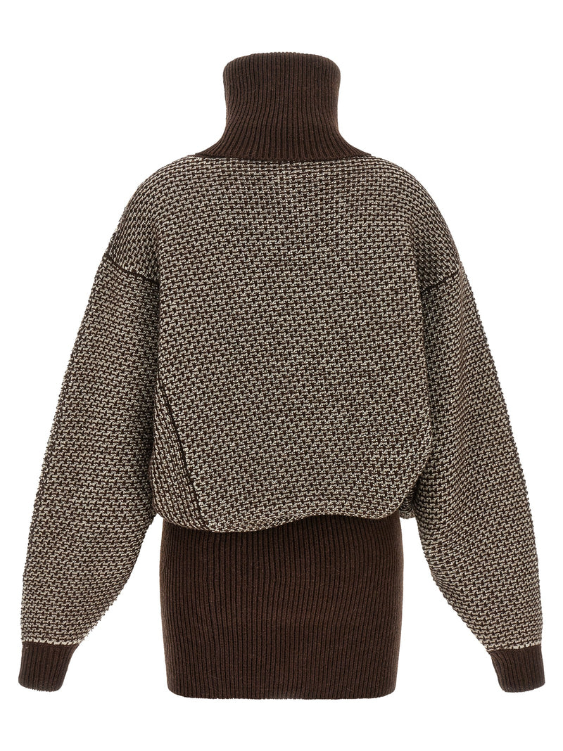 MM6 Maison Margiela Robe Courte en Laine Marron