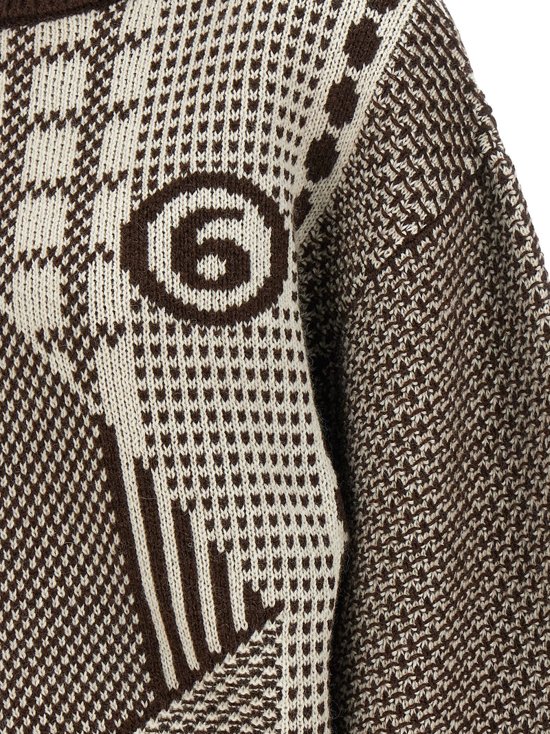 MM6 Maison Margiela Robe Courte en Laine Marron