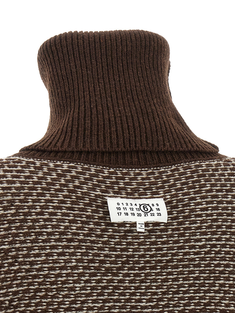 MM6 Maison Margiela Robe Courte en Laine Marron