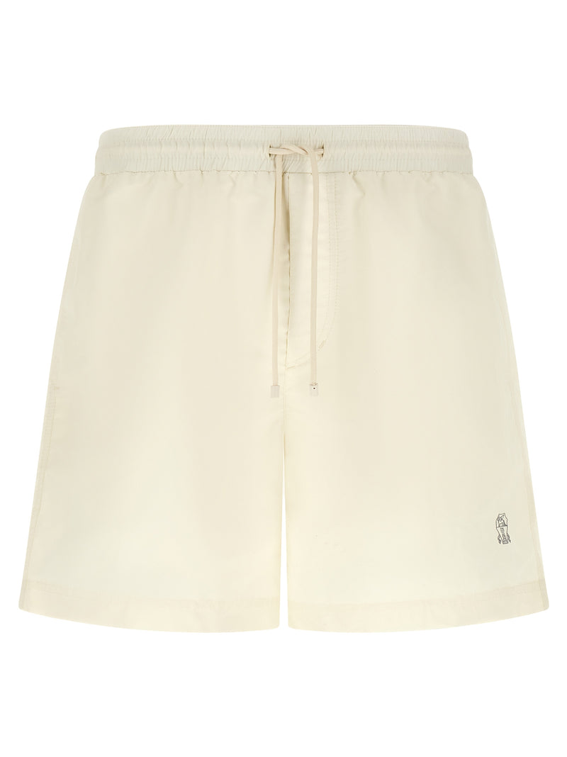 Brunello Cucinelli Short de bain blanc en polyester
