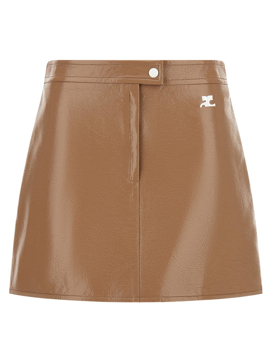 Jupe longue en coton beige Courrèges