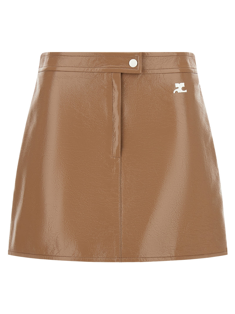 Jupe longue en coton beige Courrèges