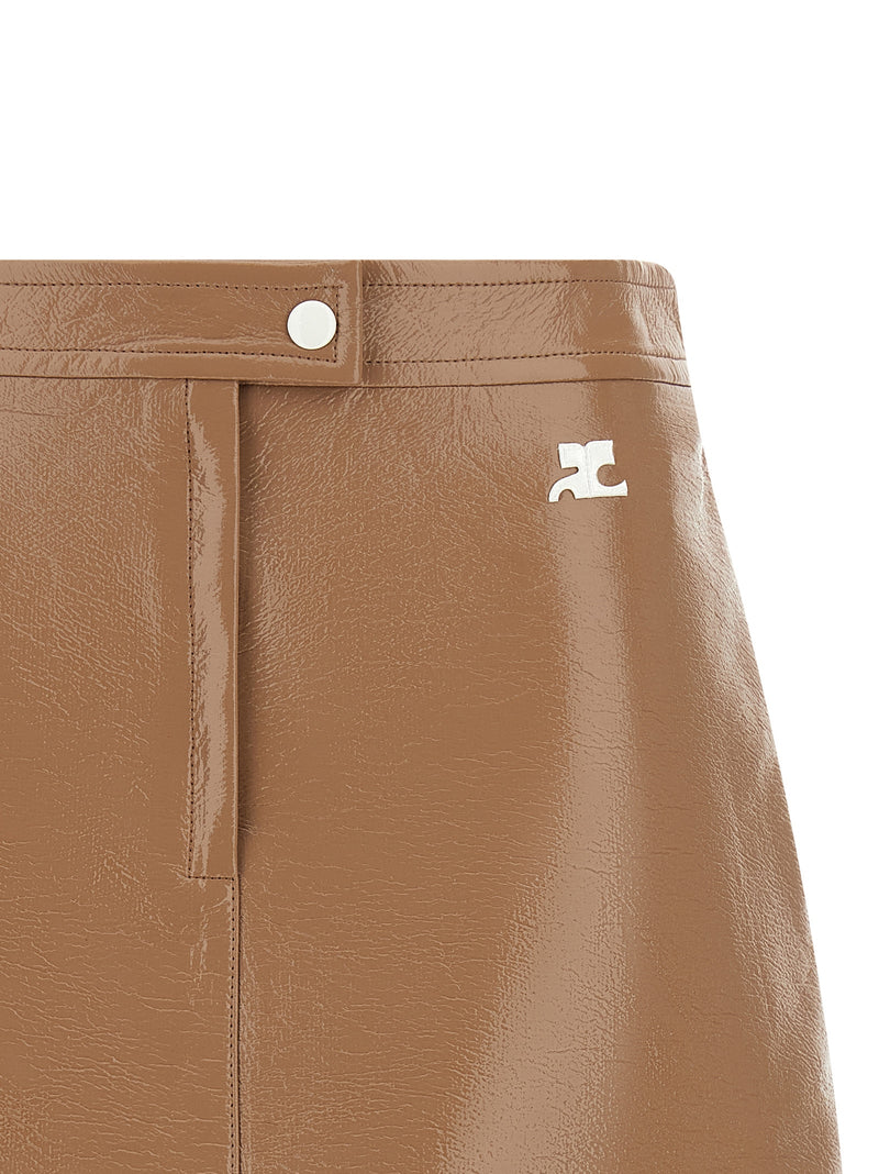 Jupe longue en coton beige Courrèges
