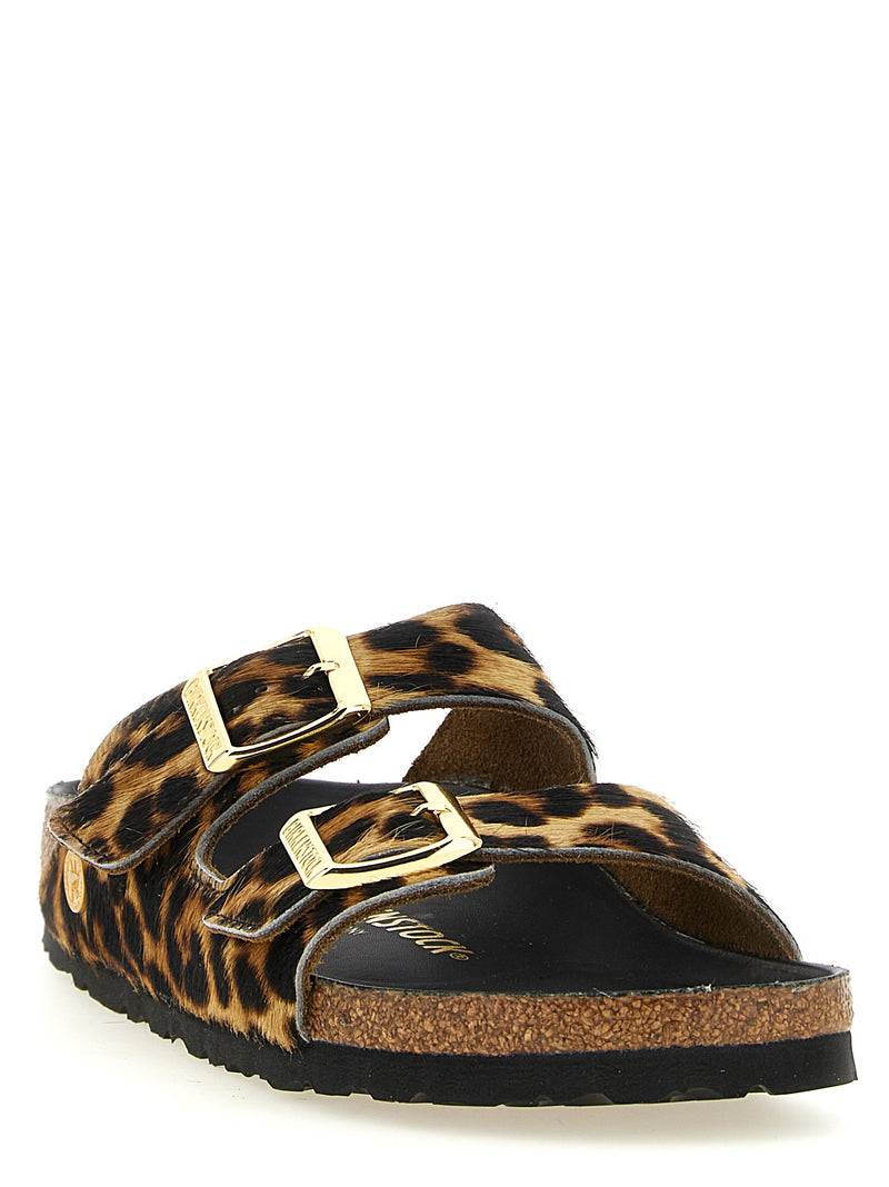 Birkenstock Claquettes en cuir de veau marron