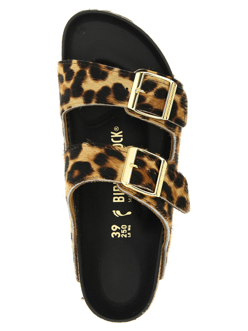 Birkenstock Claquettes en cuir de veau marron