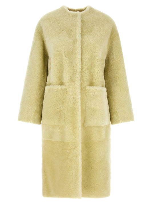 Manteau en fourrure d'agneau bicolore BLANCHA