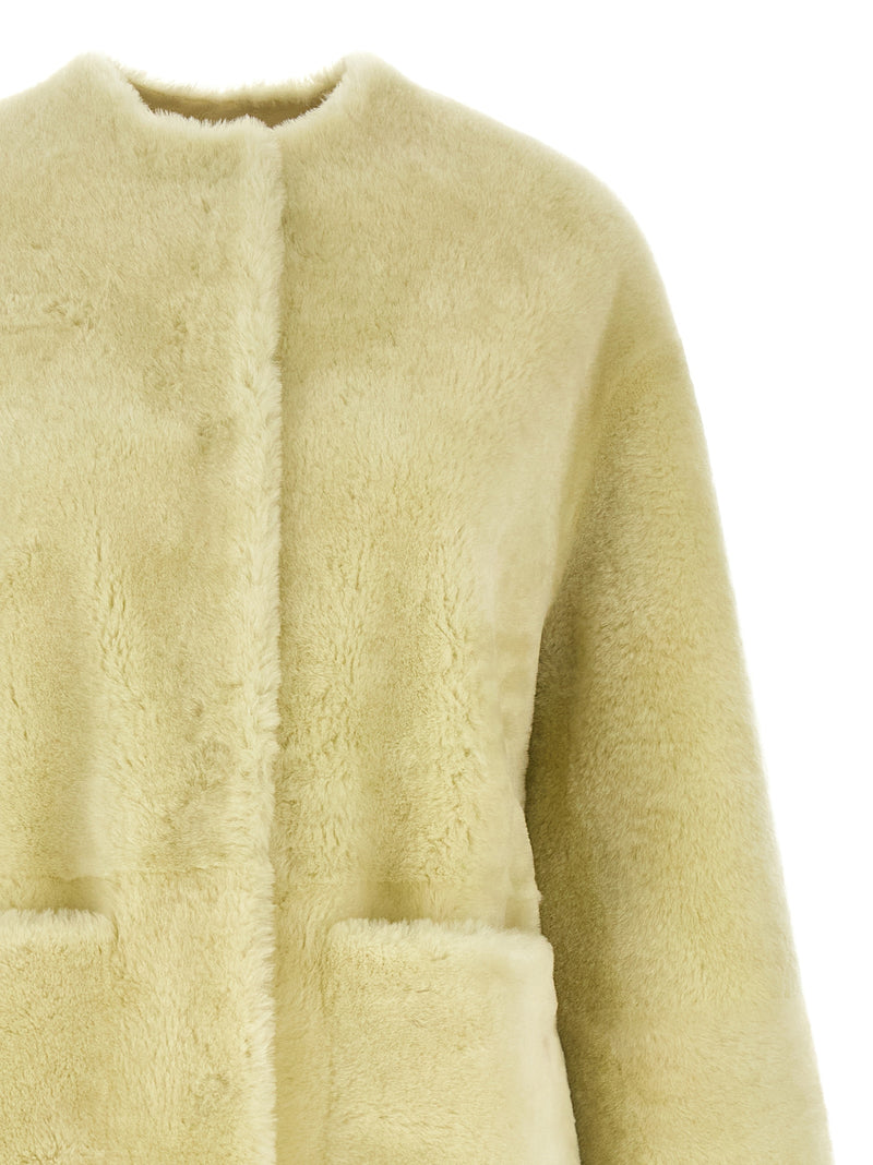 Manteau en fourrure d'agneau bicolore BLANCHA