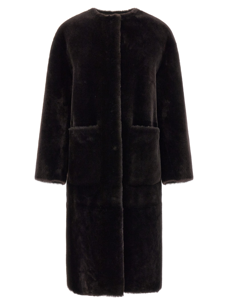 Manteau en fourrure d'agneau marron BLANCHA