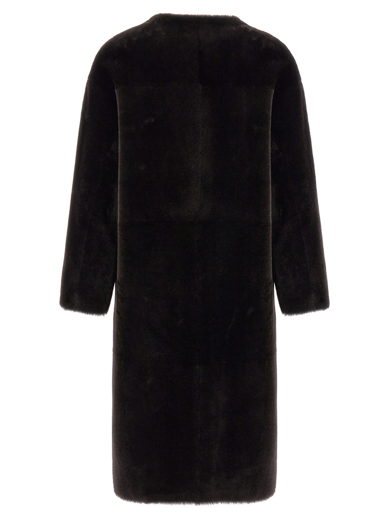 Manteau en fourrure d'agneau marron BLANCHA
