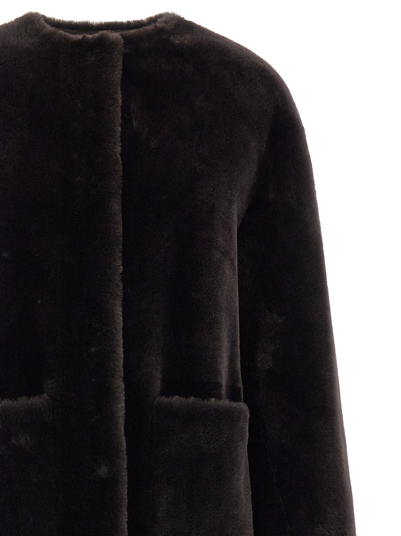Manteau en fourrure d'agneau marron BLANCHA
