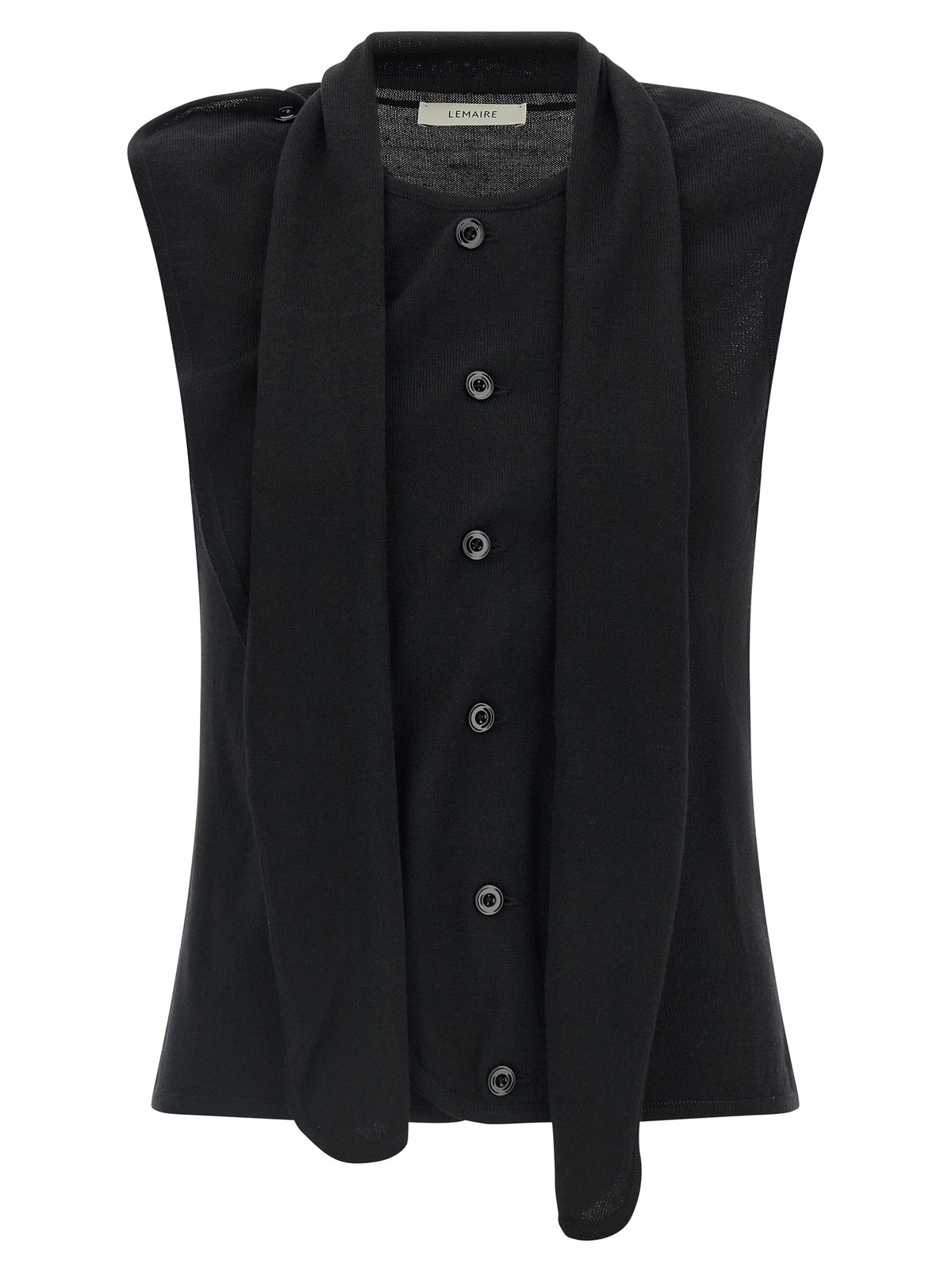 Veste sans manches en laine noire Lemaire