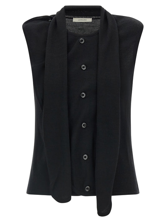 Veste sans manches en laine noire Lemaire
