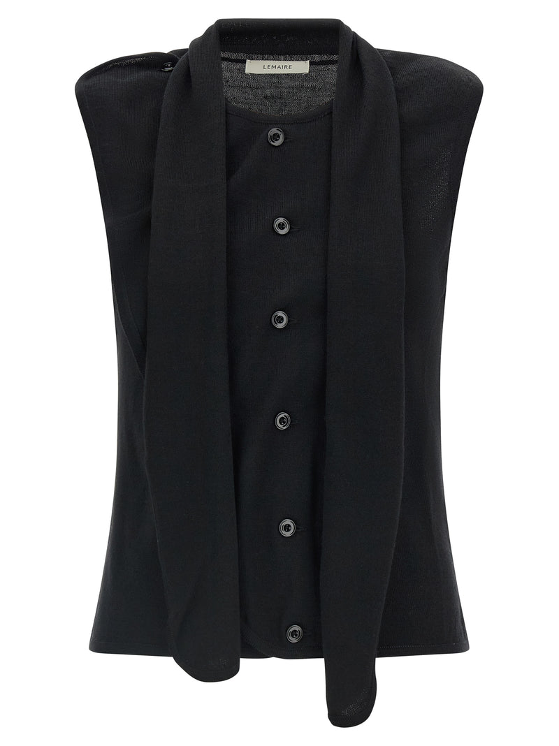 Veste sans manches en laine noire Lemaire