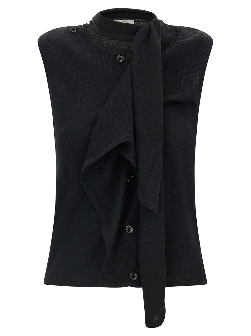 Veste sans manches en laine noire Lemaire