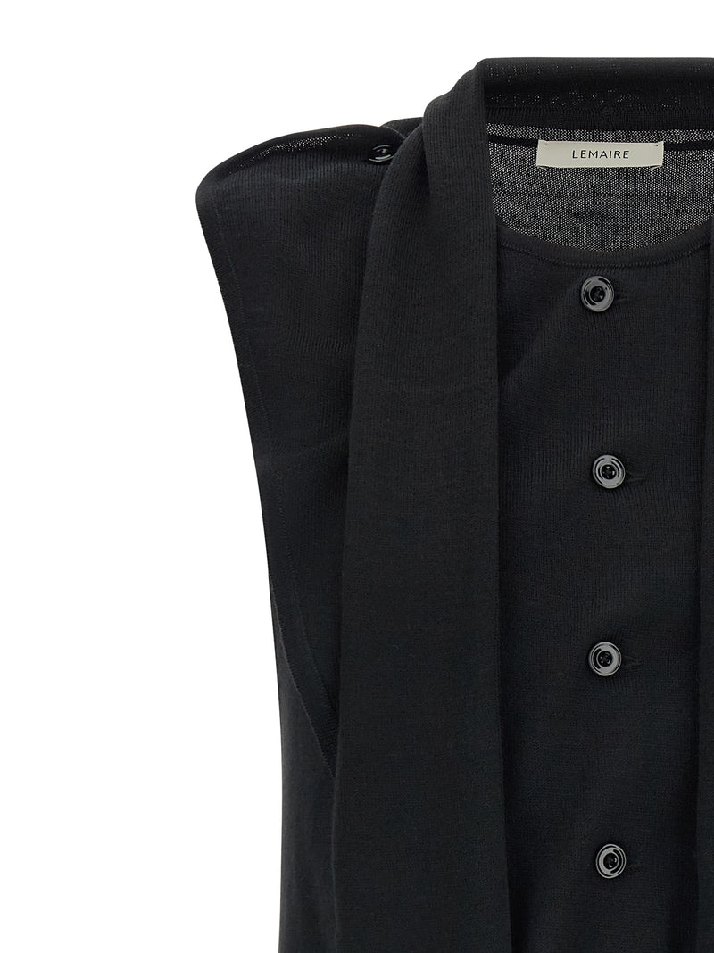 Veste sans manches en laine noire Lemaire