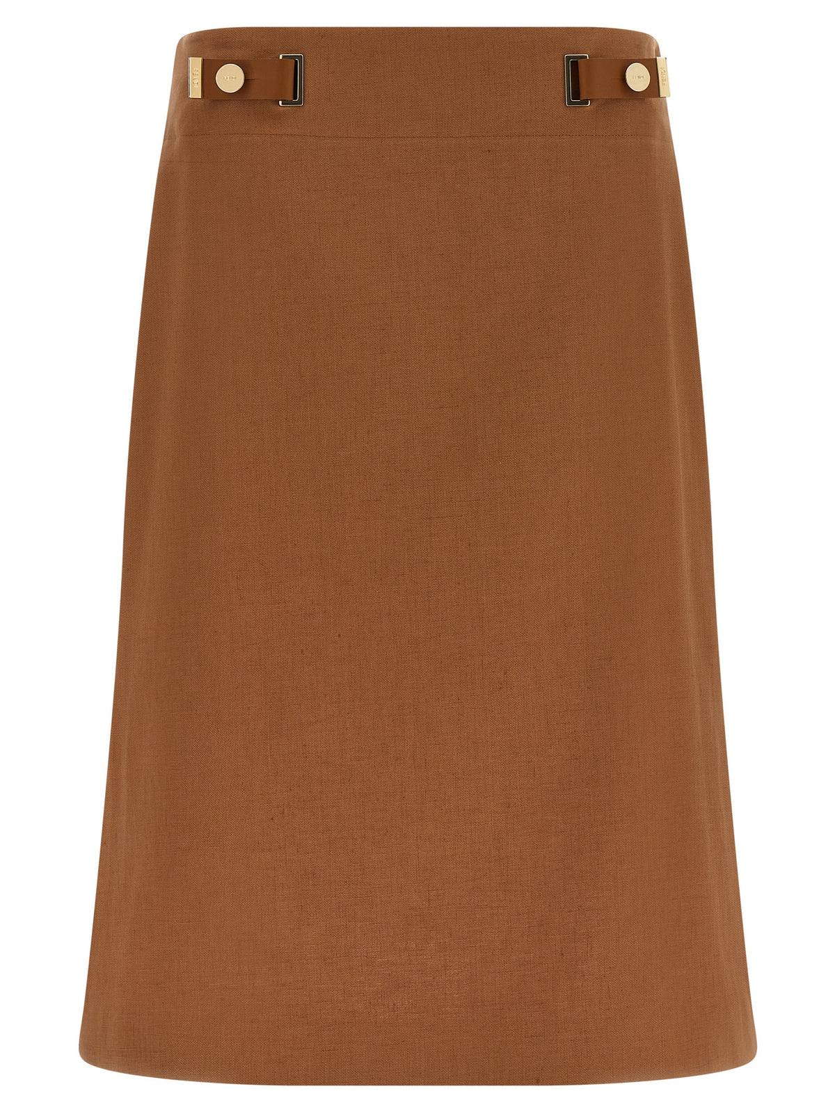 Jupe midi Fendi en lin marron