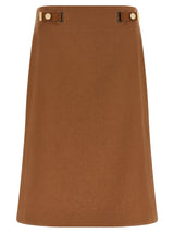 Jupe midi Fendi en lin marron