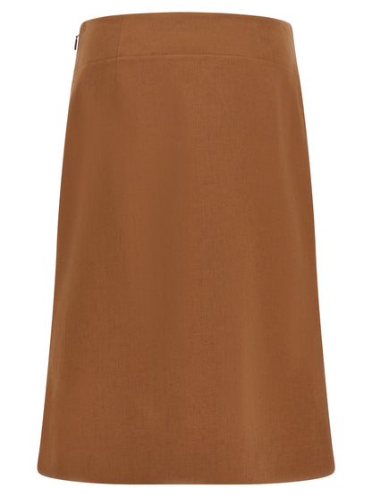 Fendi Brown Linen Midi Skirt