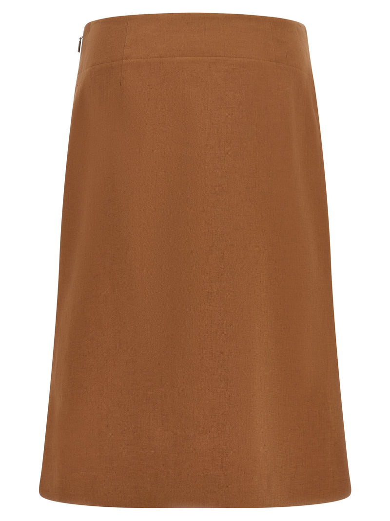 Jupe midi Fendi en lin marron