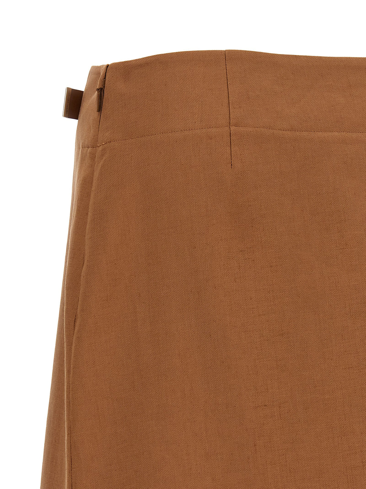 Jupe midi Fendi en lin marron