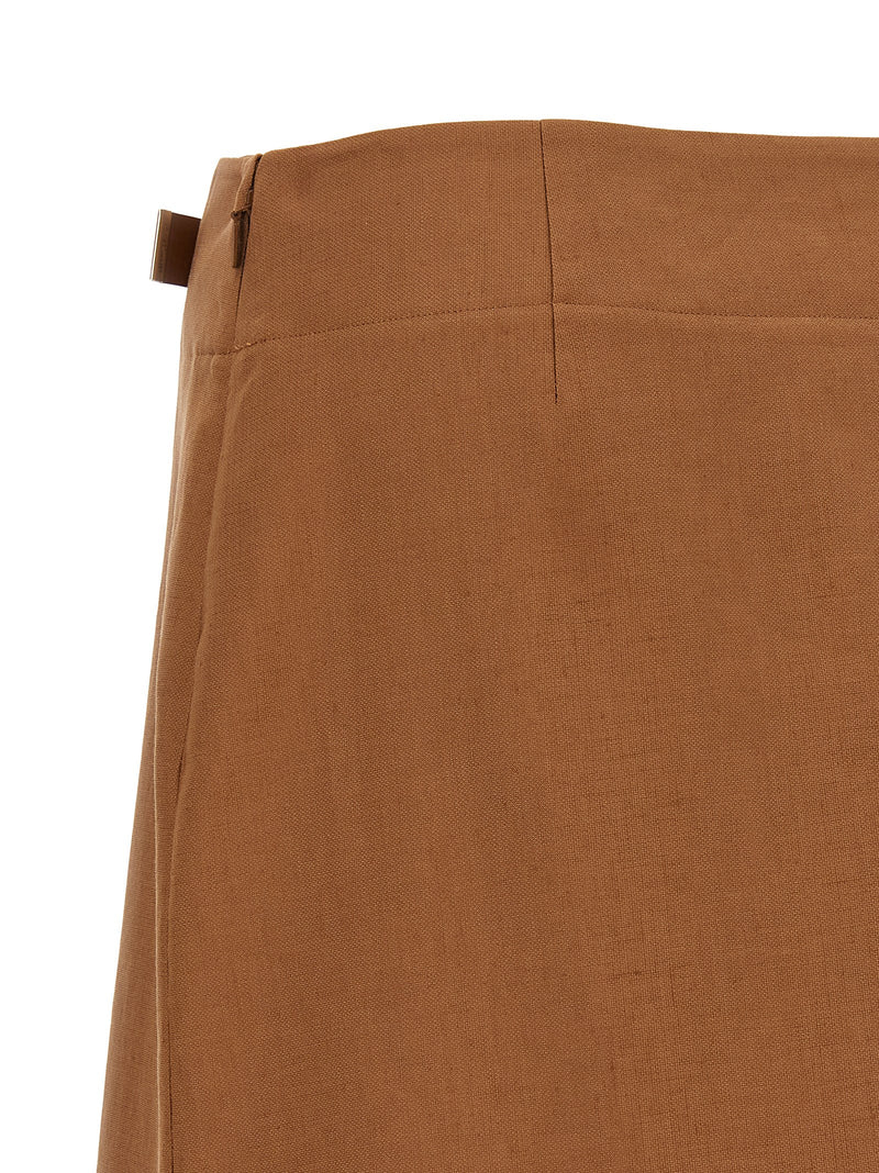 Jupe midi Fendi en lin marron