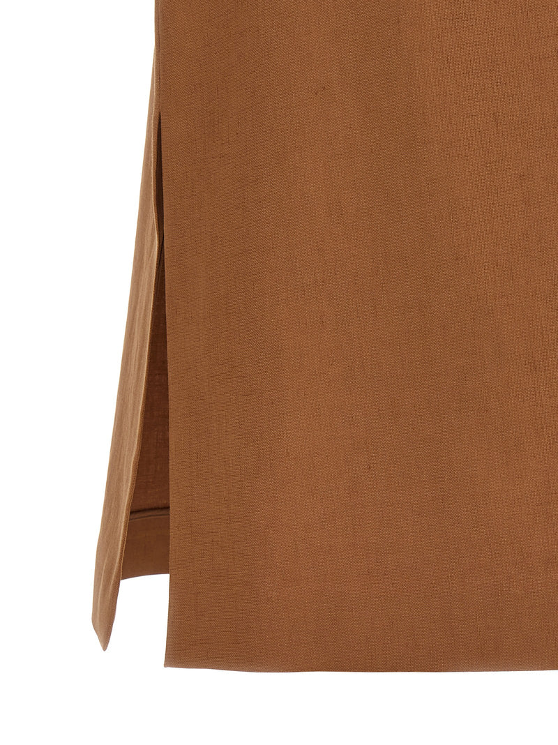 Jupe midi Fendi en lin marron