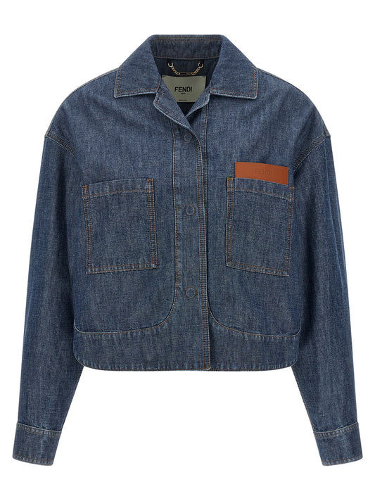Veste en jean bleu en coton Fendi
