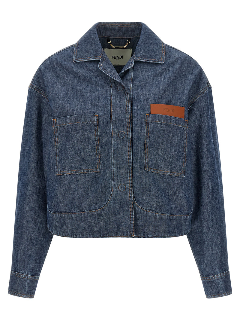 Veste en jean bleu en coton Fendi