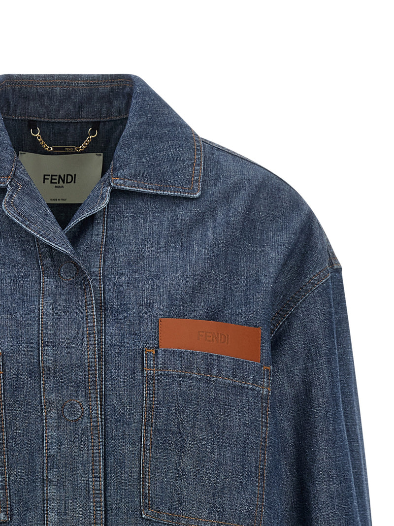 Veste en jean bleu en coton Fendi