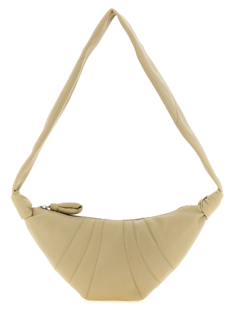 Sac bandoulière en cuir d'agneau beige Lemaire