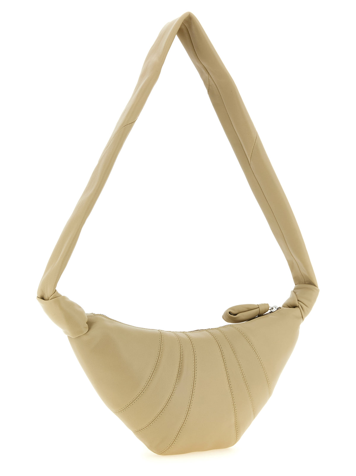 Sac bandoulière en cuir d'agneau beige Lemaire