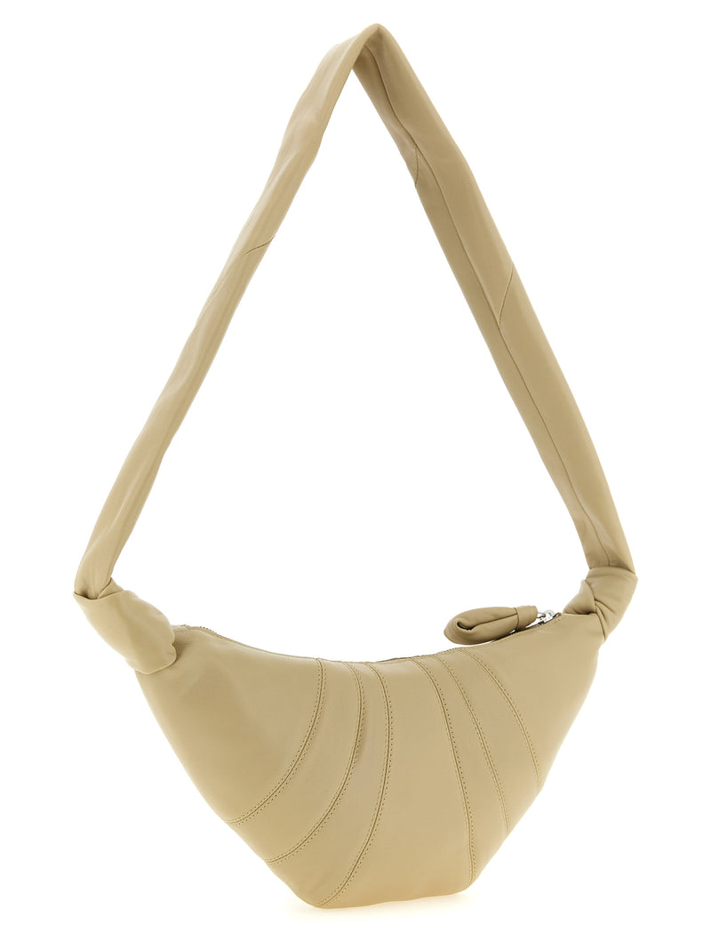 Sac bandoulière en cuir d'agneau beige Lemaire