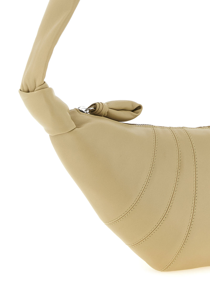 Sac bandoulière en cuir d'agneau beige Lemaire