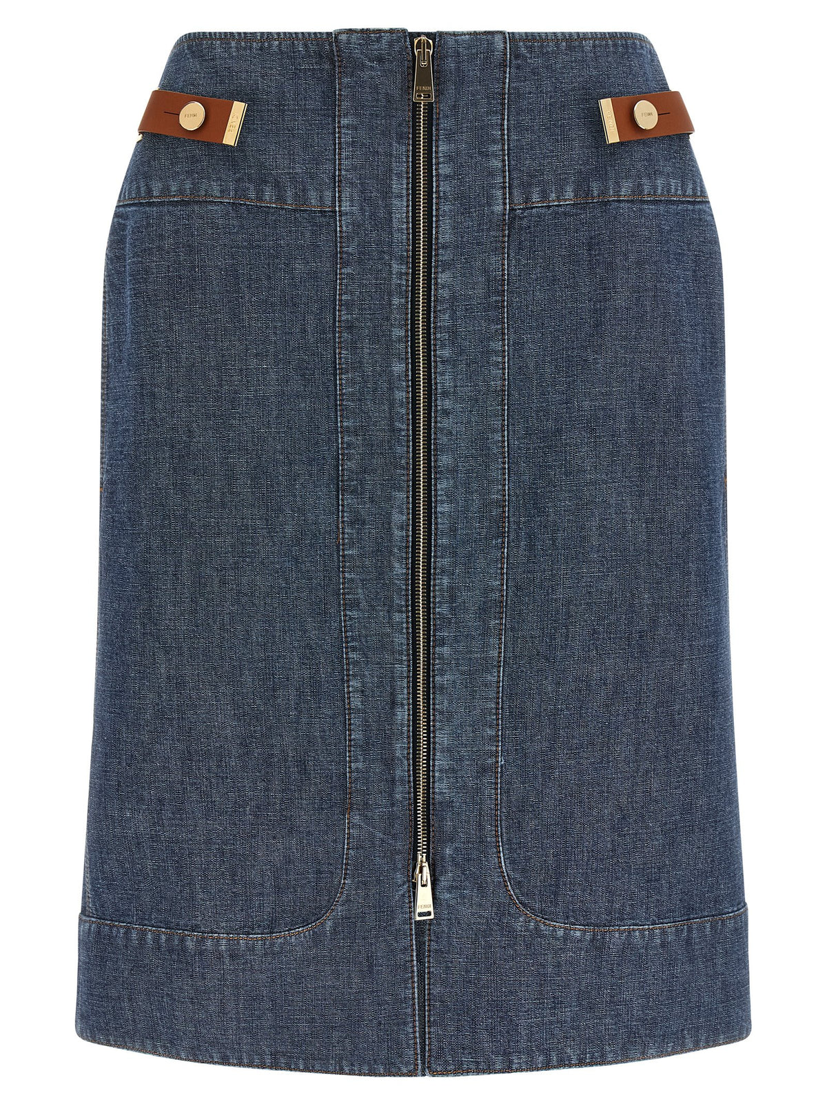 Jupe midi Fendi en coton bleu