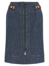Jupe midi Fendi en coton bleu