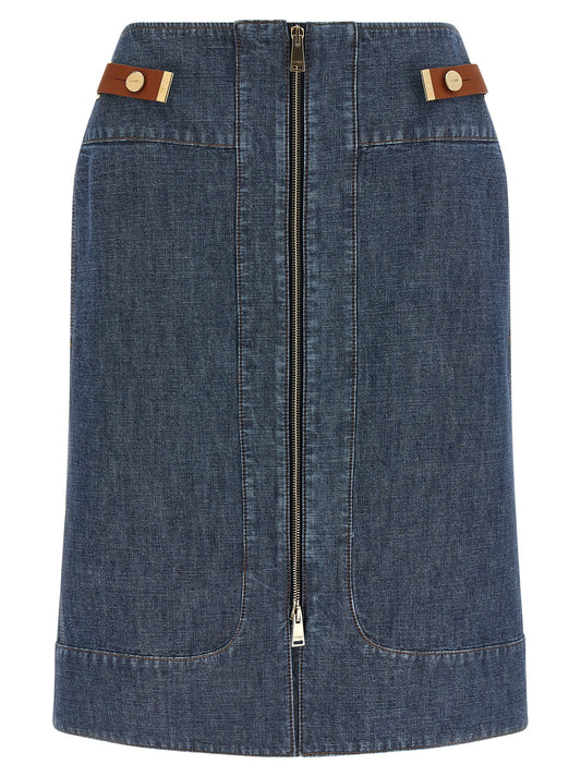 Jupe midi Fendi en coton bleu
