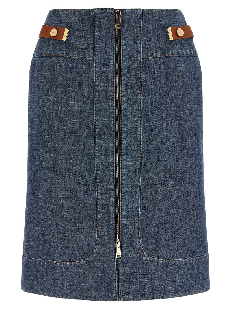 Jupe midi Fendi en coton bleu