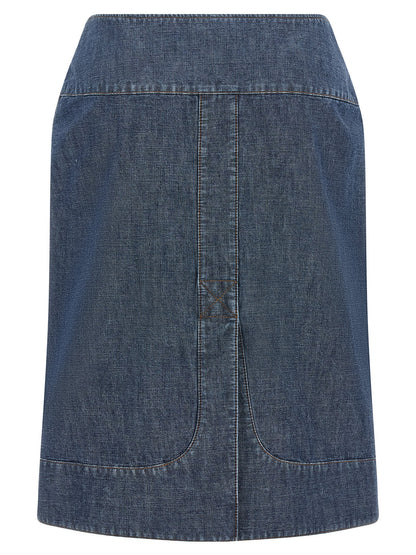 Fendi Blue Cotton Midi Skirt