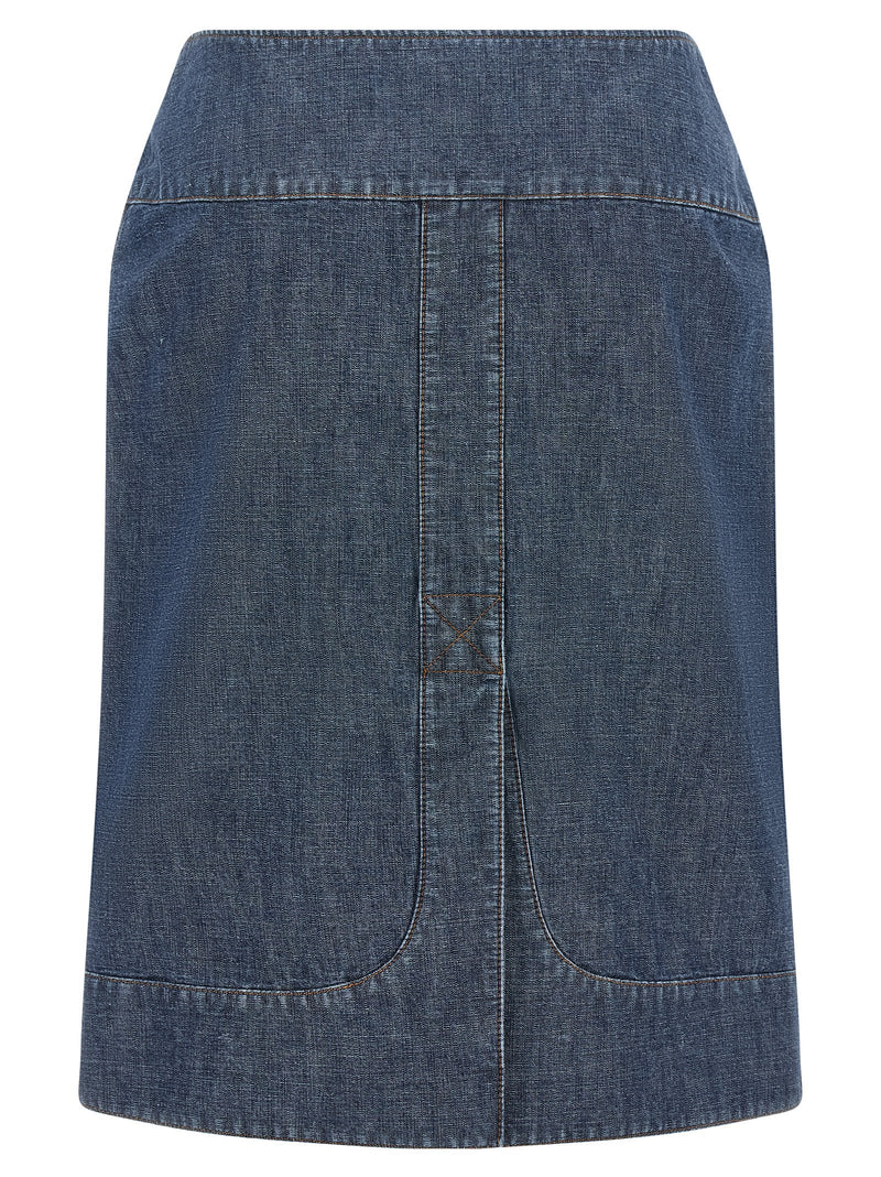 Jupe midi Fendi en coton bleu