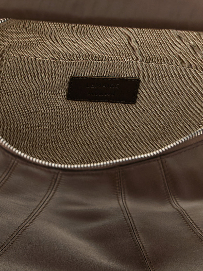 Sac bandoulière Lemaire en cuir d'agneau marron