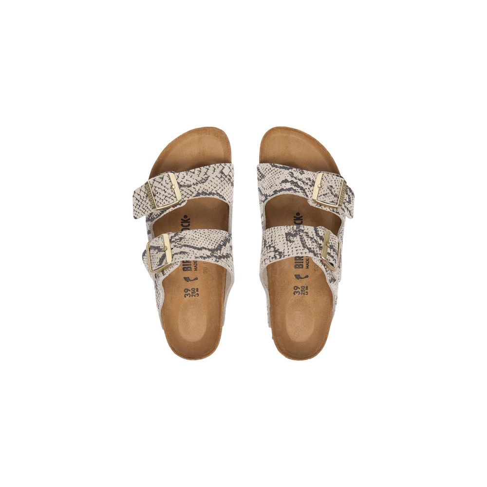 Sandales plates Birkenstock en cuir gris
