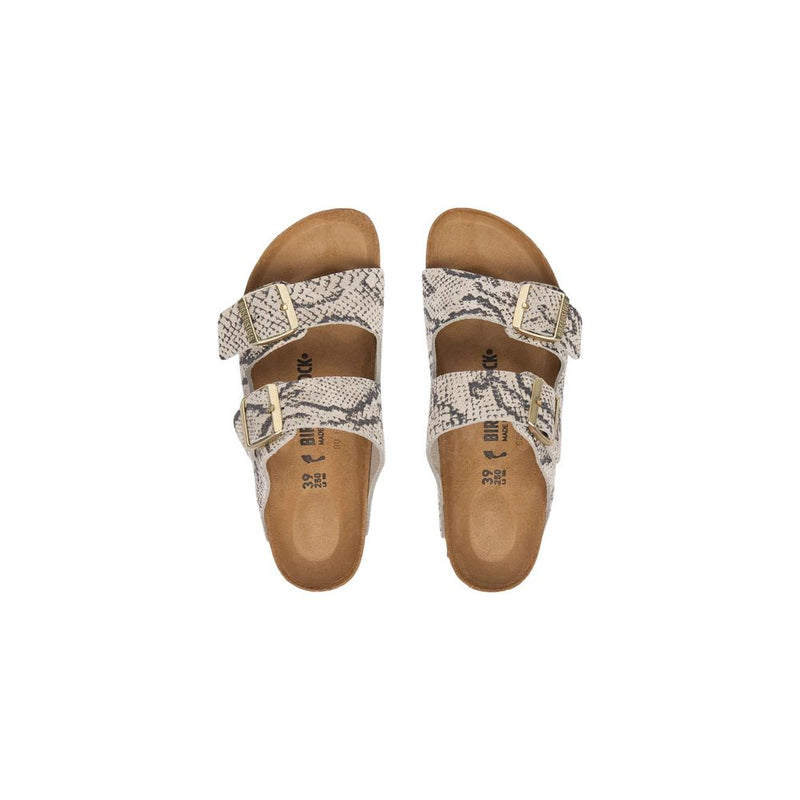 Sandales plates Birkenstock en cuir gris