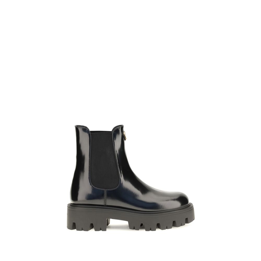 Bottes Chelsea Prada en cuir de veau noir Bos Taurus
