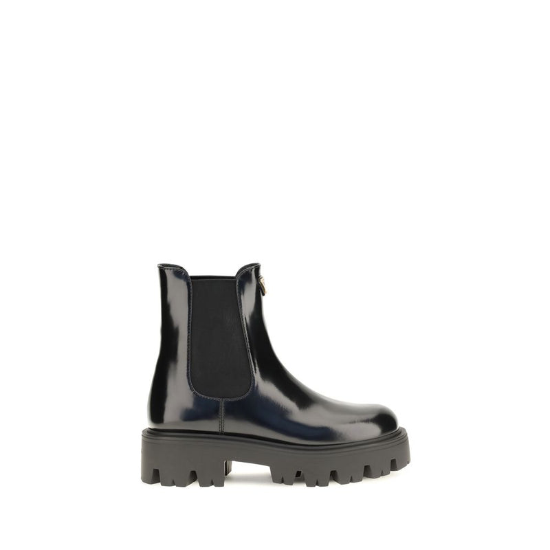 Bottes Chelsea Prada en cuir de veau noir Bos Taurus