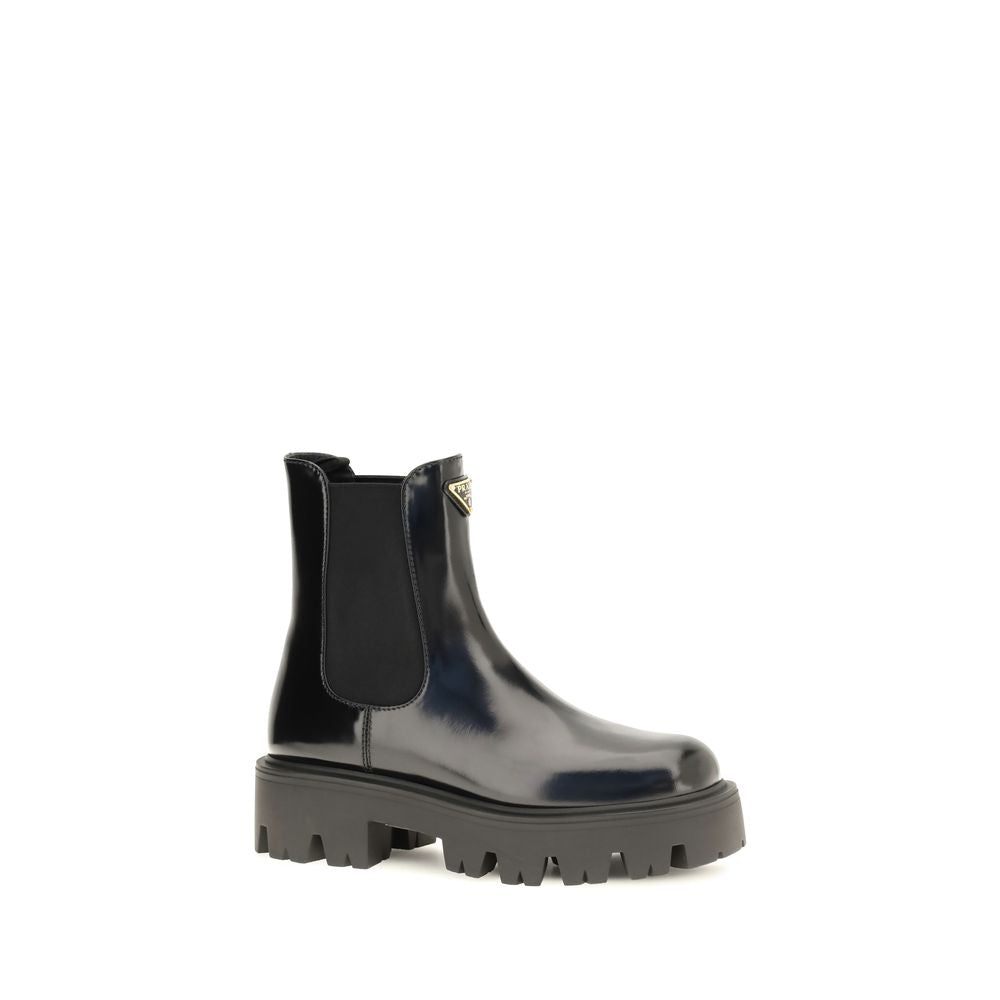 Bottes Chelsea Prada en cuir de veau noir Bos Taurus