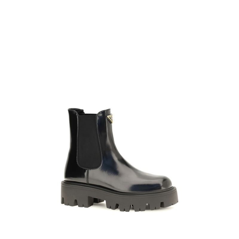 Bottes Chelsea Prada en cuir de veau noir Bos Taurus